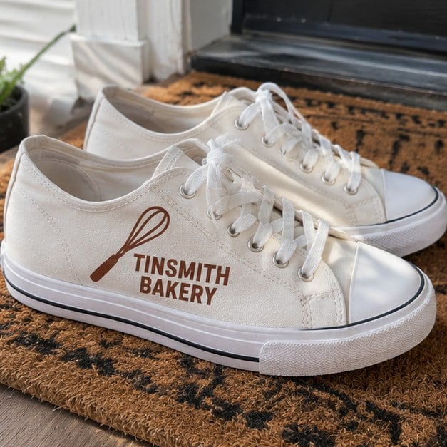 Customer photo of custom canvas sneakers